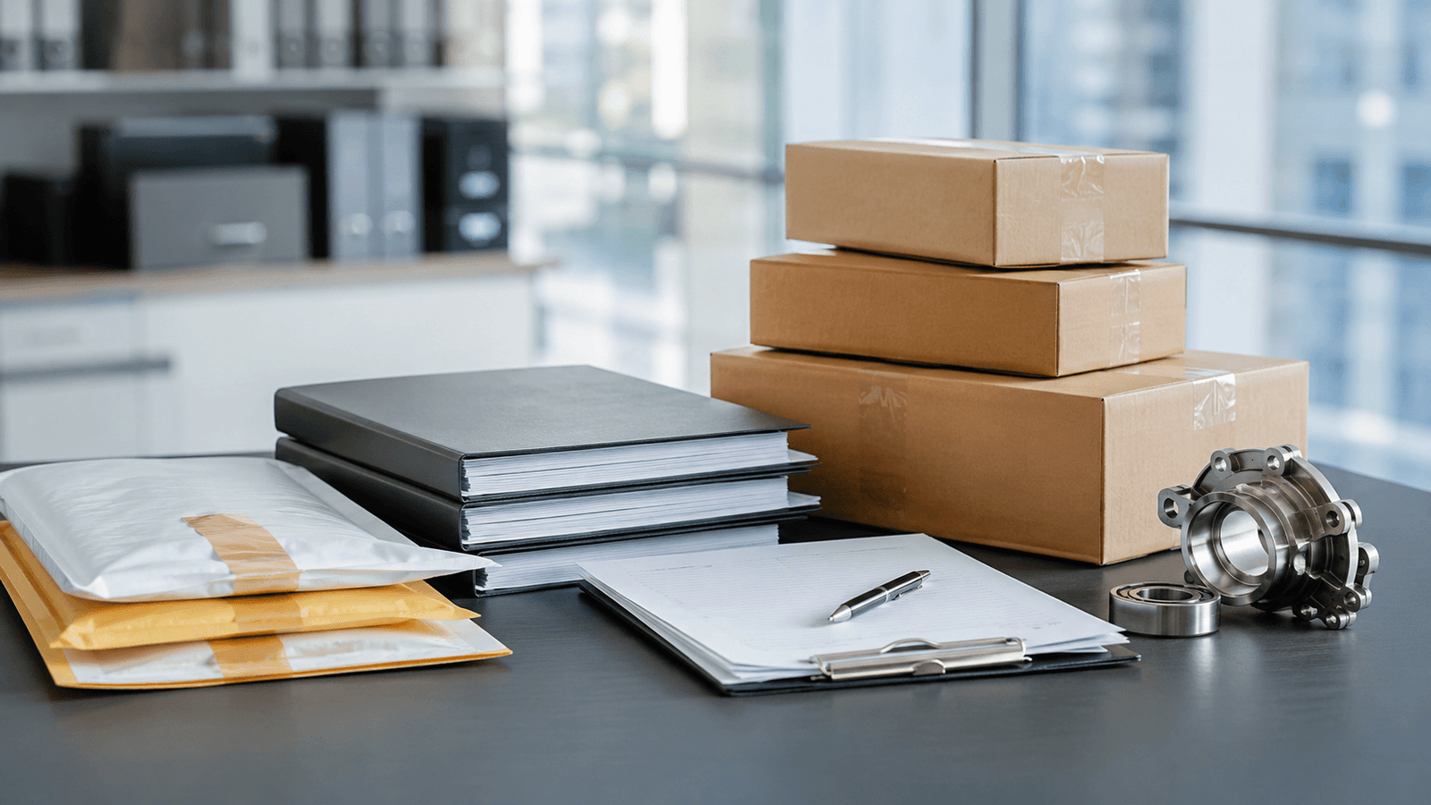 Documentación, piezas industriales y paquetes