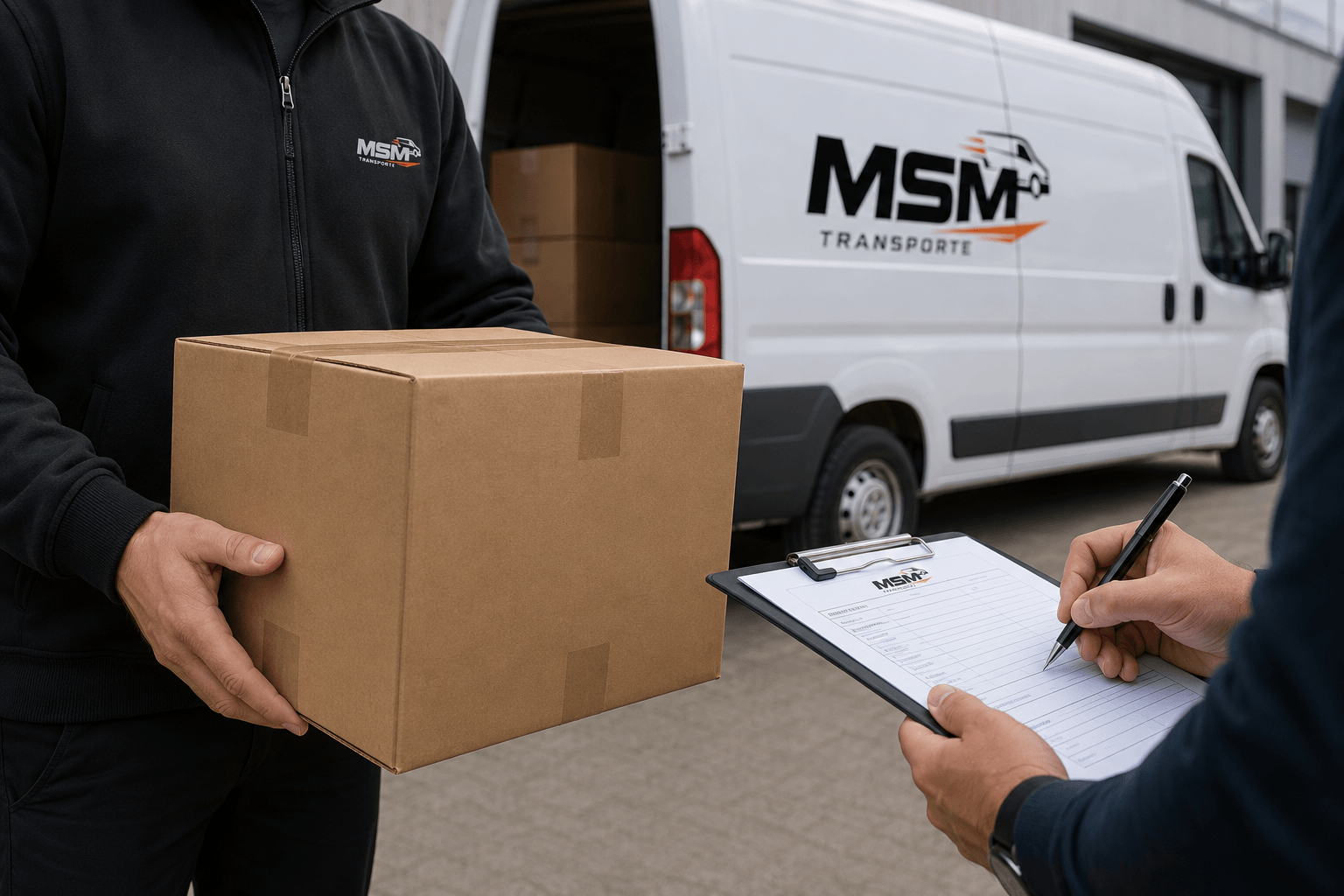 Firma del albarán al entregar una caja
